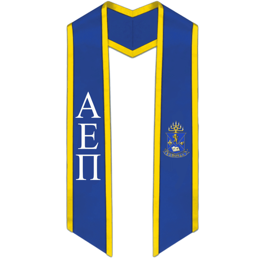 Alpha Epsilon Pi Trimmed Greek Lettered Graduation Stole w/ Crest