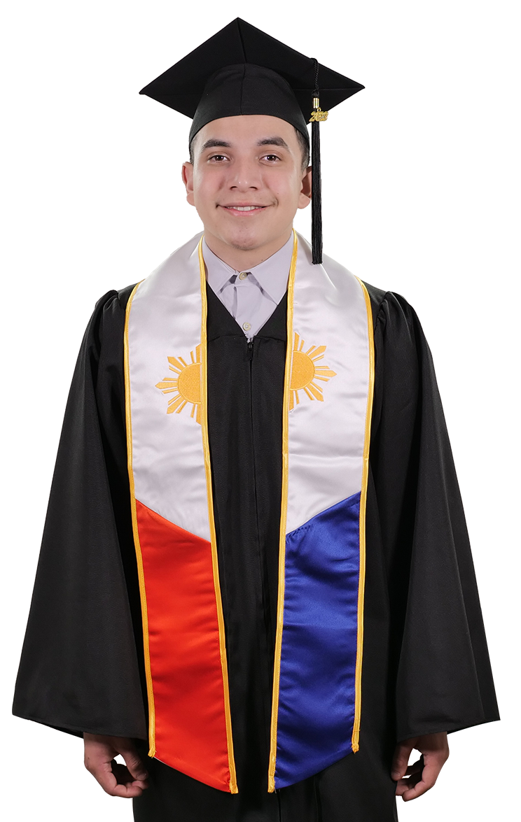 Estola de graduación con bandera bordada de Philippines