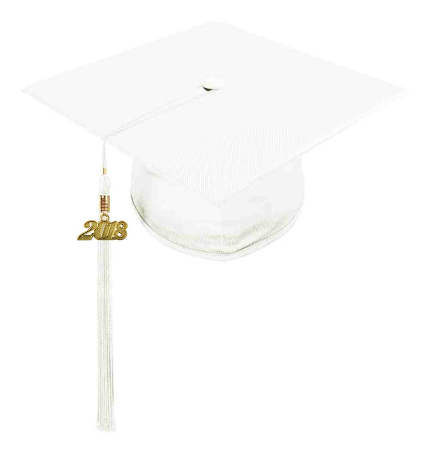 Birrete y borla blanco brillante de secundaria - Graduacion