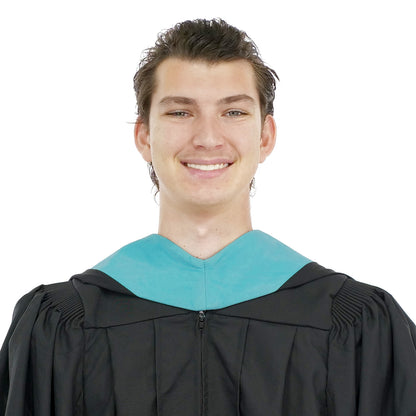 Muceta de Licenciatura/Maestría de lujo - Terciopelo azul pavo real, azul francia y blanco