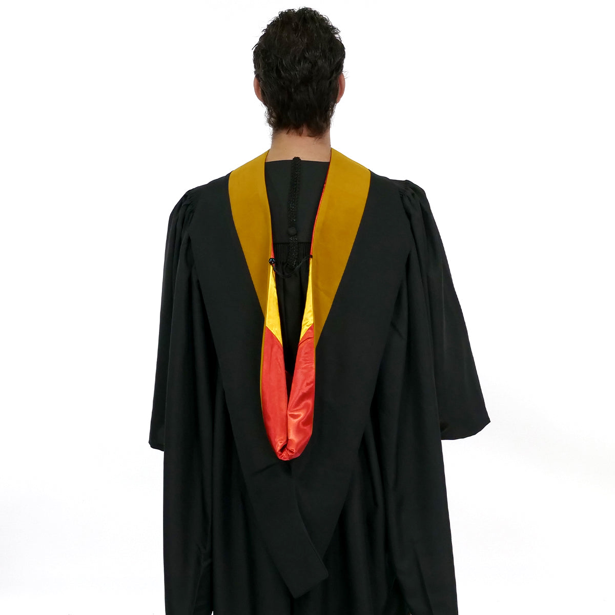 Muceta de Licenciatura/Maestría de lujo - Terciopelo dorado en ciencias, rojo y amarillo dorado