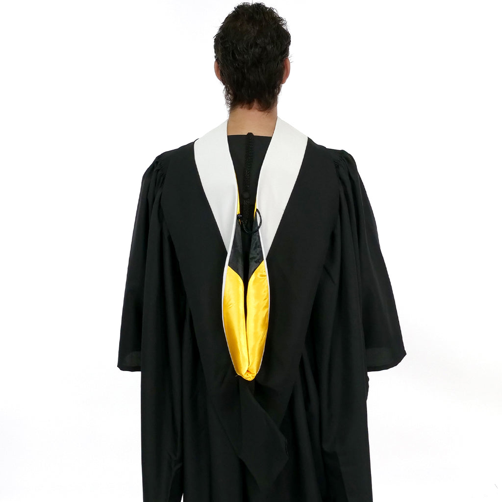 Muceta de Licenciatura/Maestría de lujo - Terciopelo blanco, amarillo dorado y negro