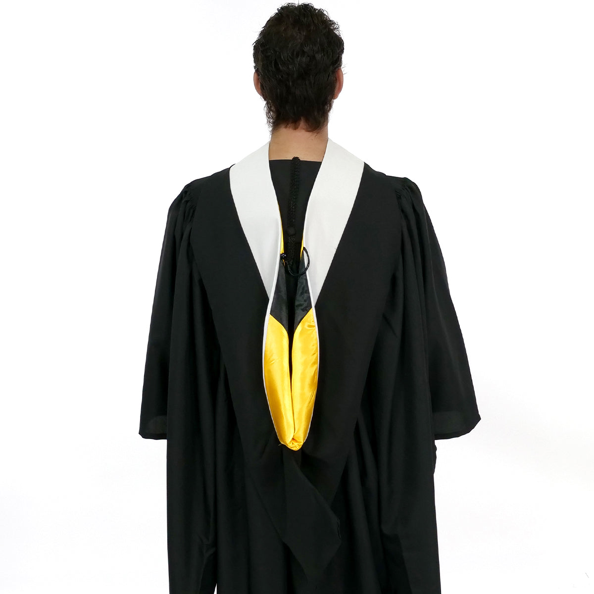 Muceta de Licenciatura/Maestría de lujo - Terciopelo blanco, amarillo dorado y negro