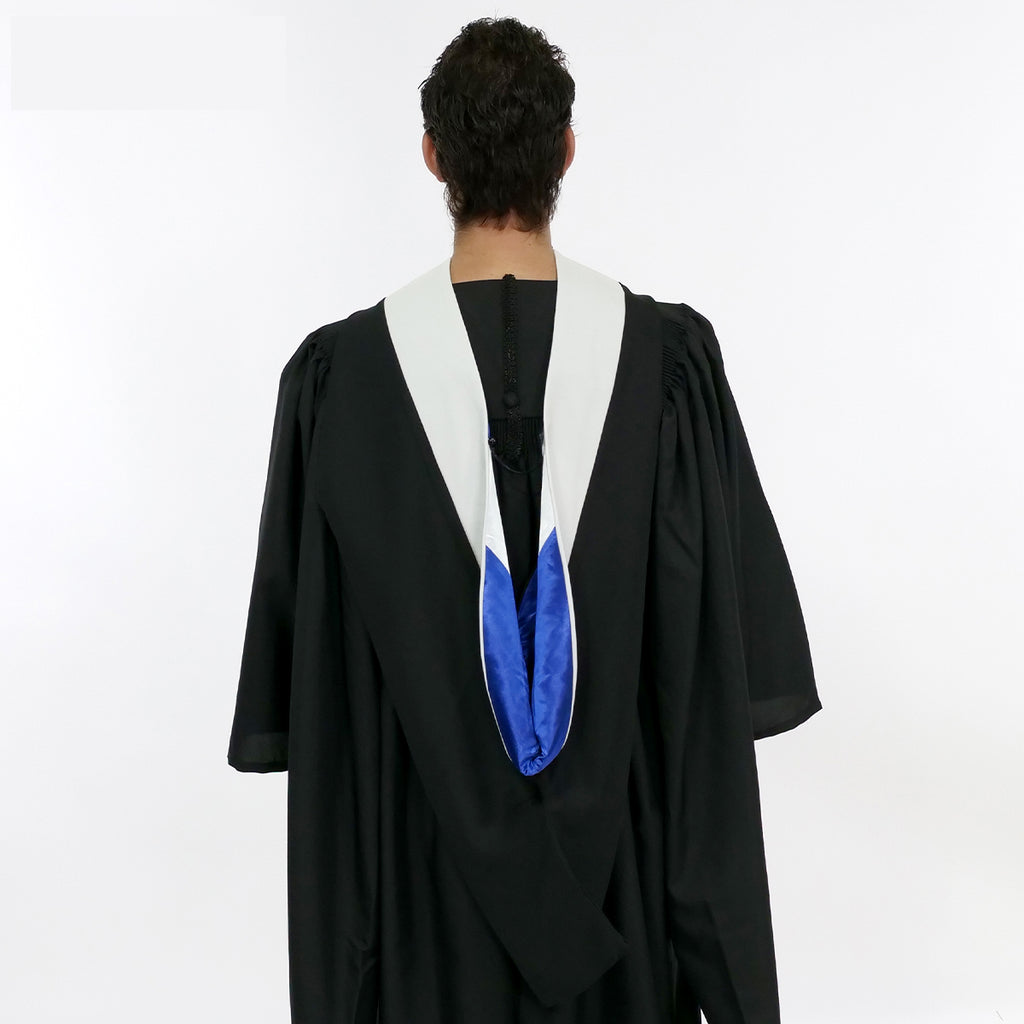 Muceta de Licenciatura/Maestría de lujo - Terciopelo blanco, azul francia y blanco