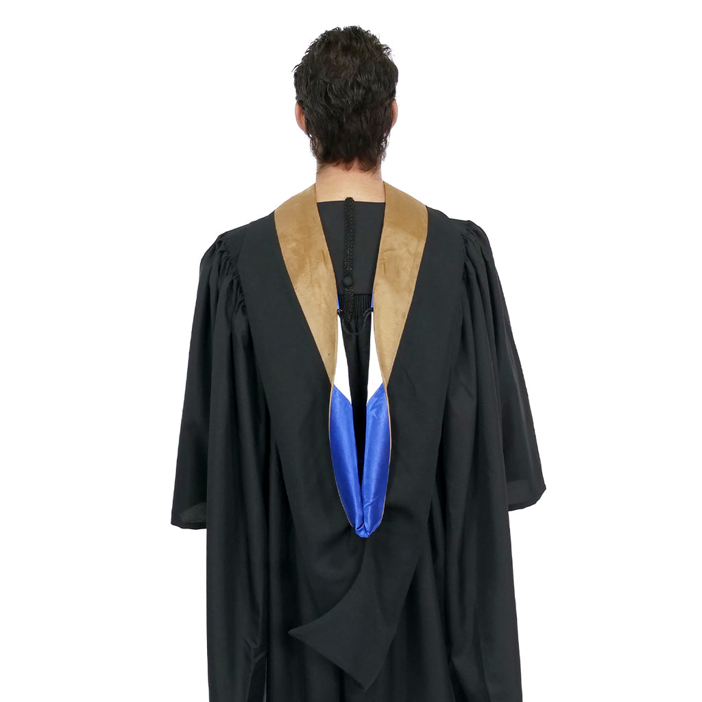 Muceta de Licenciatura/Maestría de lujo - Terciopelo pardo, azul francia y blanco
