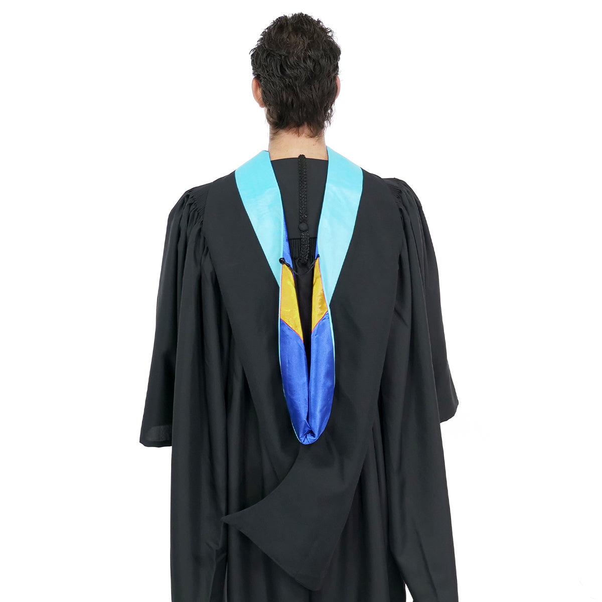 Muceta de Licenciatura/Maestría de lujo - Terciopelo celeste, azul francia y amarillo dorado