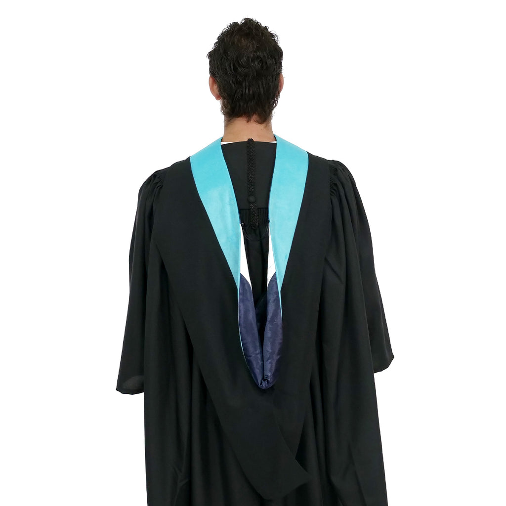 Muceta de Licenciatura/Maestría de lujo - Terciopelo celeste, azul marino y blanco