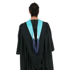 Muceta de Licenciatura/Maestría de lujo - Terciopelo celeste, azul marino y blanco