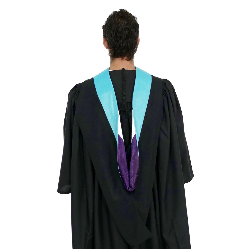 Muceta de Licenciatura/Maestría de lujo - Terciopelo celeste, morado y blanco
