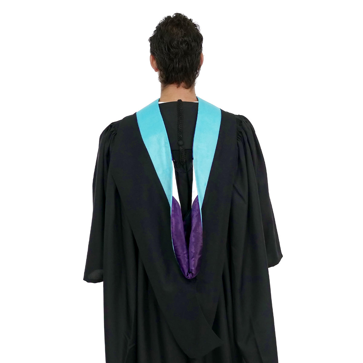 Muceta de Licenciatura/Maestría de lujo - Terciopelo celeste, morado y blanco