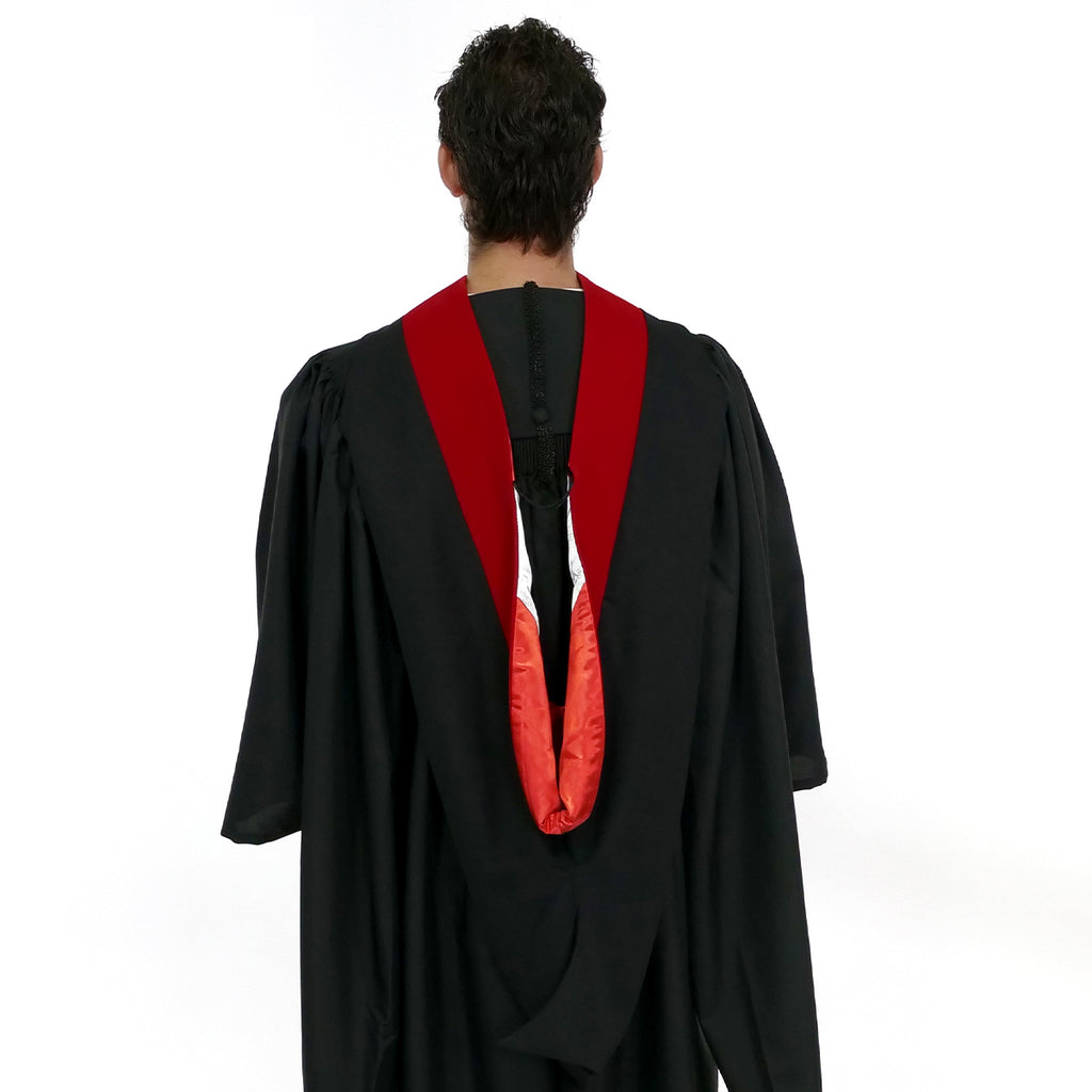 Muceta de Licenciatura/Maestría de lujo - Terciopelo escarlata, rojo y blanco