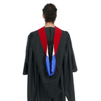 Muceta de Licenciatura/Maestría de lujo - Terciopelo escarlata, azul francia y blanco