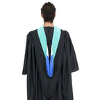 Muceta de Licenciatura/Maestría de lujo - Terciopelo azul pavo real, azul francia y blanco