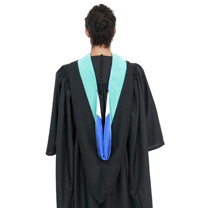 Muceta de Licenciatura/Maestría de lujo - Terciopelo azul pavo real, azul francia y blanco