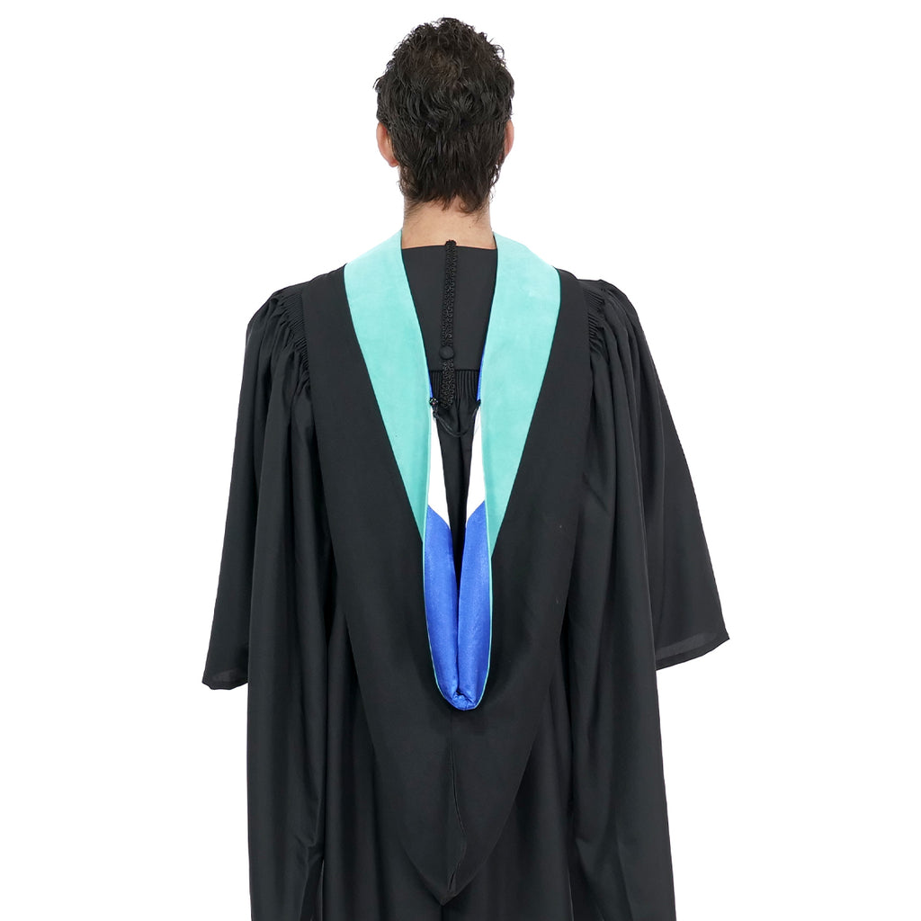 Muceta de Licenciatura/Maestría de lujo - Terciopelo celeste, azul francia y blanco