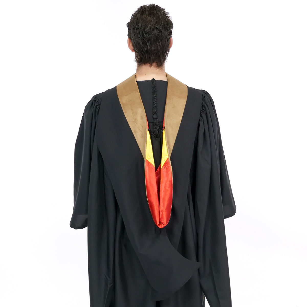 Muceta de Licenciatura/Maestría de lujo - Terciopelo pardo, rojo y amarillo dorado