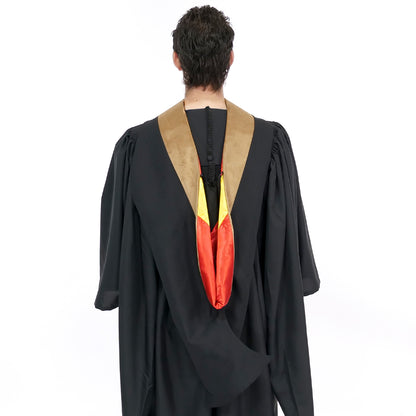 Muceta de Licenciatura/Maestría de lujo - Terciopelo pardo, rojo y amarillo dorado