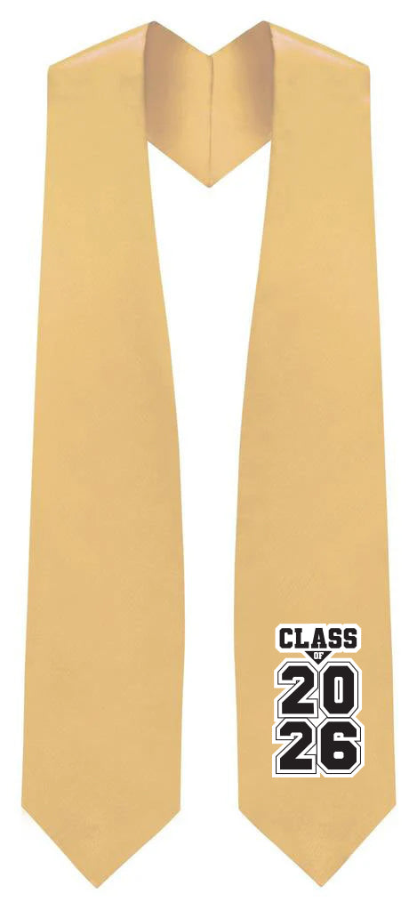 Estola de Graduación Oro Antiguo "Clase de 2025/2026"