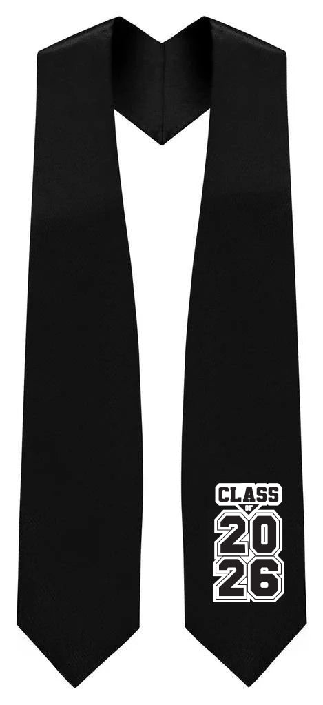 Estola de Graduación Negra "Clase de 2025/2026"
