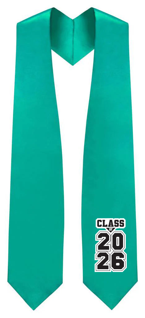 Estola de Graduación Verde Esmeralda "Clase de 2025/2026"