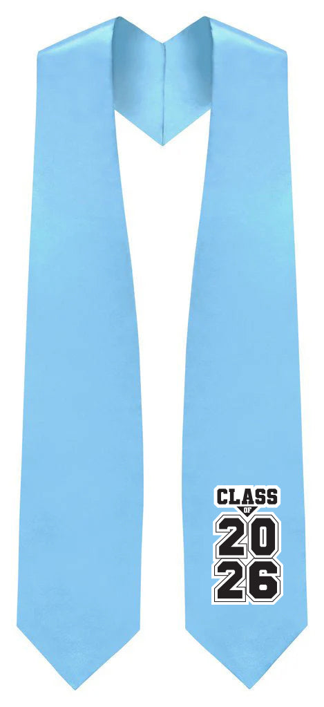 Estola de Graduación Celeste "Clase de 2025/2026"