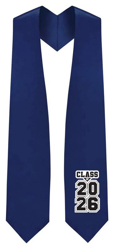 Estola de Graduación Azul Marino "Clase de 2025/2026"