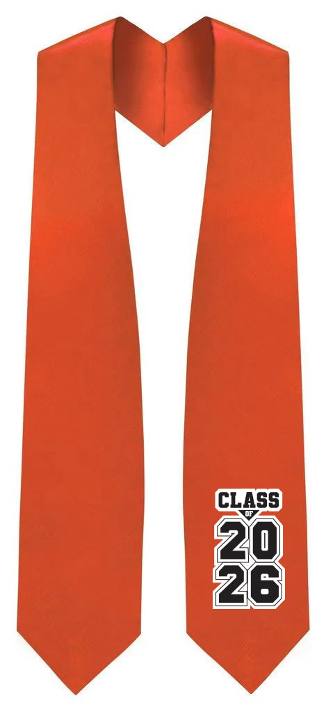 Estola de Graduación Naranja "Clase de 2025/2026"
