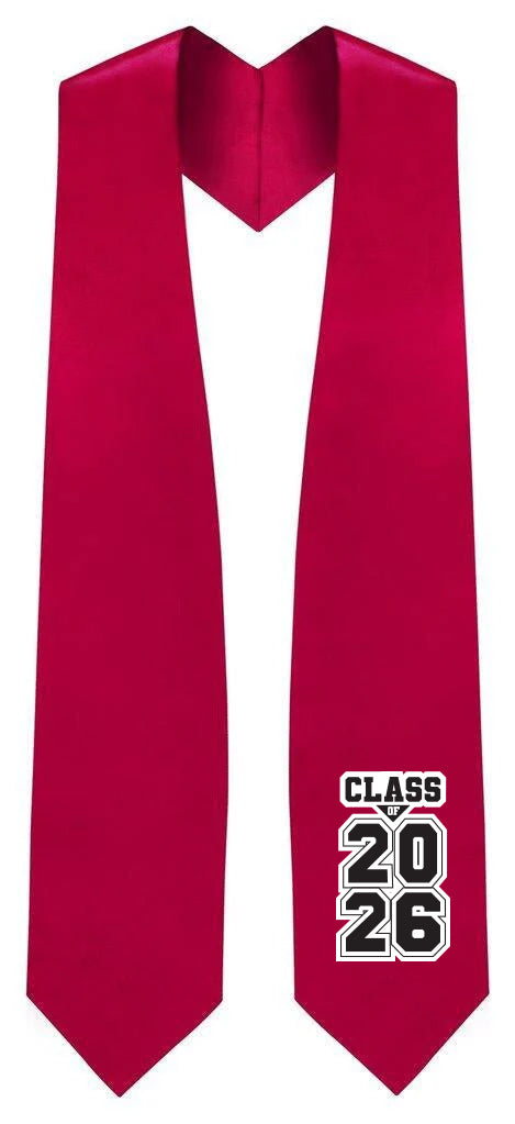 Estola de Graduación Roja "Clase de 2025/2026"