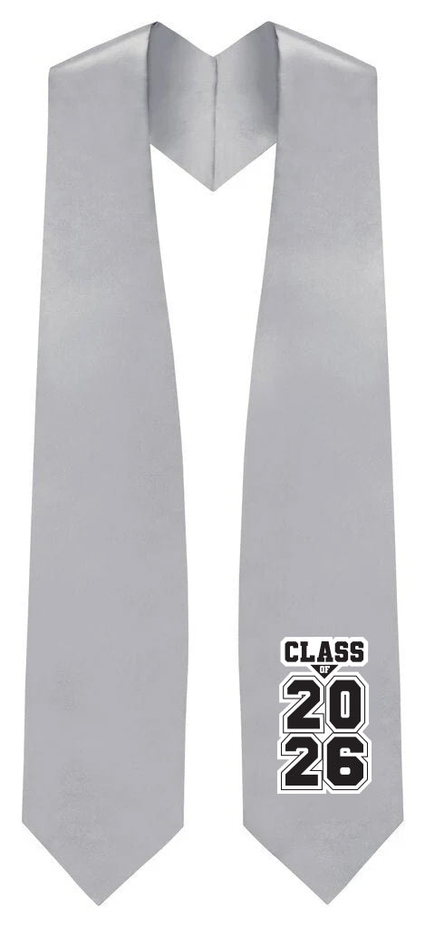 Estola de Graduación Plateada "Clase de 2025/2026"