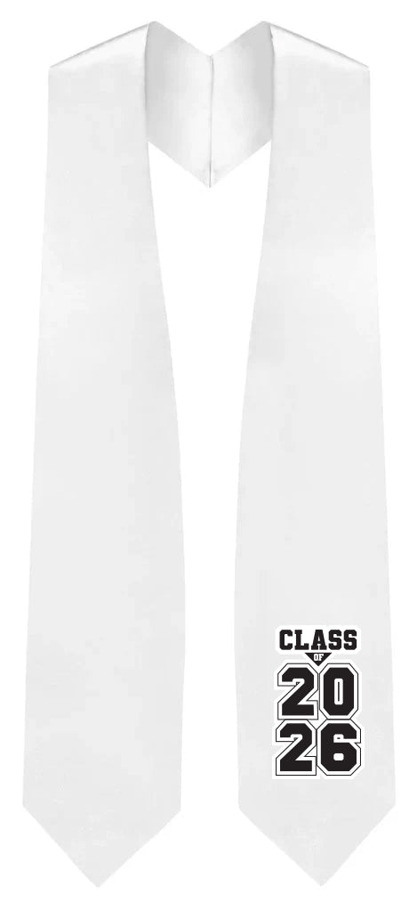 Estola de Graduación Blanca "Clase de 2025/2026"