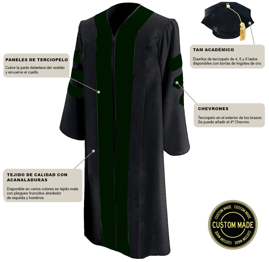 Paquete personalizado Toga de Doctorado Clásica y Birrete Tam