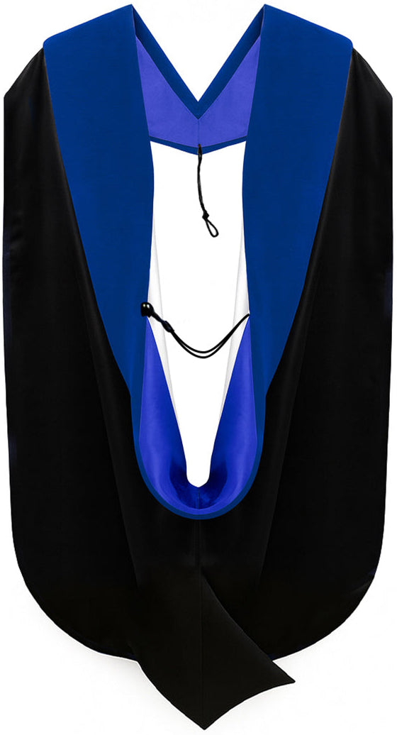 Muceta de Doctorado (PhD) de Terciopelo Azul Francia - Azul Francia y Blanco