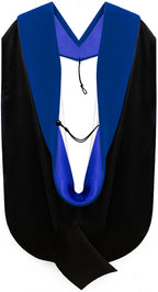 Muceta de Doctorado (PhD) de Terciopelo Azul Francia - Azul Francia y Blanco