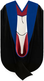 Muceta de Doctorado (PhD) de Terciopelo Azul Francia - Rojo y Blanco