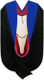 Muceta de Doctorado (PhD) de Terciopelo Azul Francia - Rojo y Dorado