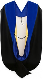 Muceta de Doctorado (PhD) de Terciopelo Azul Oscuro - Azul Francia y Dorado