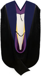 Muceta de Doctorado (PhD) de Terciopelo Azul Oscuro - Púrpura y Amarillo Dorado