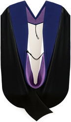 Muceta de Doctorado (PhD) de Terciopelo Azul Oscuro - Púrpura y Blanco