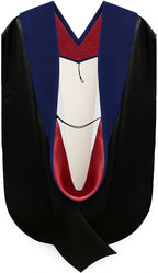 Muceta de Doctorado (PhD) de Terciopelo Azul Oscuro - Rojo y Blanco