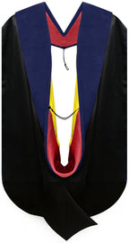 Muceta de Doctorado (PhD) de Terciopelo Azul Oscuro - Rojo y Oro