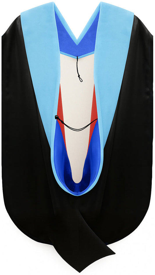 Muceta de Doctorado en Educación - Azul Francia y Rojo