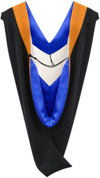 Muceta de Licenciatura/Maestría de lujo - Terciopelo albaricoque, azul francia y blanco