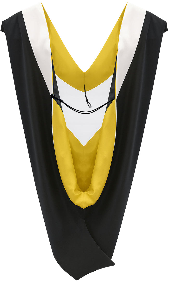 Muceta de Licenciatura/Maestría de lujo - Terciopelo blanco, amarillo dorado y negro