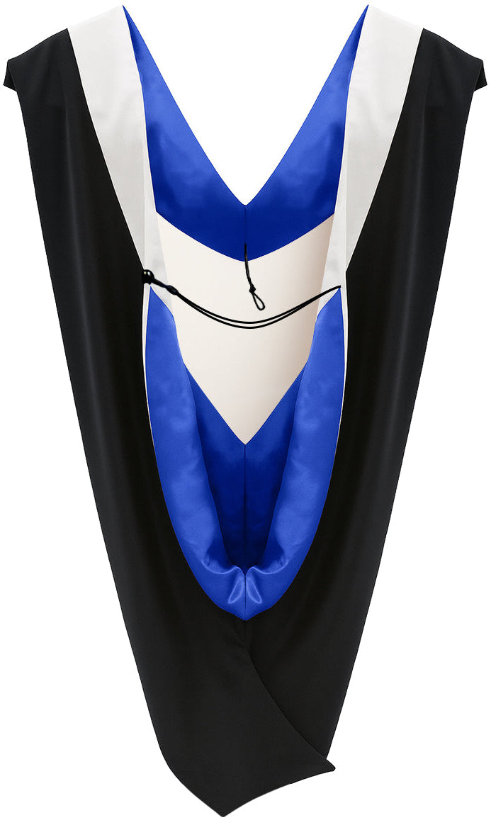 Muceta de Licenciatura/Maestría de lujo - Terciopelo blanco, azul francia y blanco