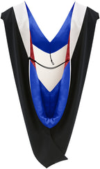 Muceta de Licenciatura/Maestría de lujo - Terciopelo blanco, azul francia y rojo
