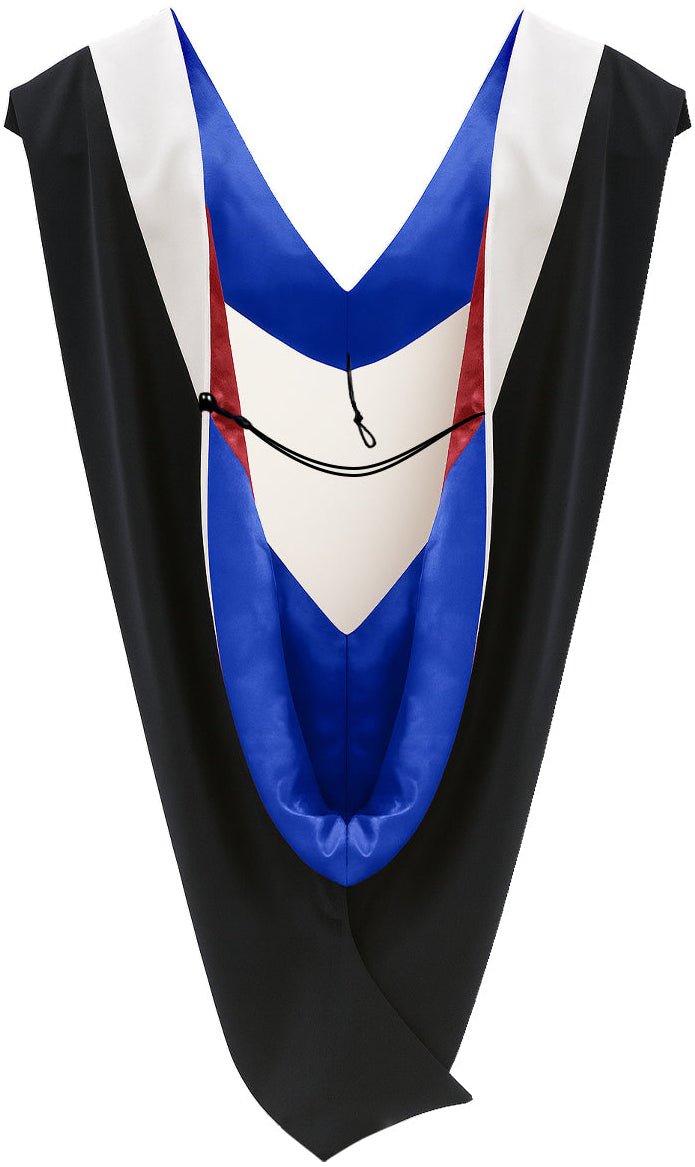 Muceta de Licenciatura/Maestría de lujo - Terciopelo blanco, azul francia y rojo
