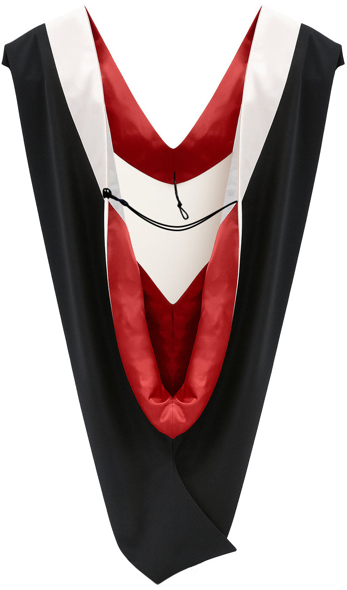 Muceta de Licenciatura/Maestría de lujo - Terciopelo blanco, rojo y blanco