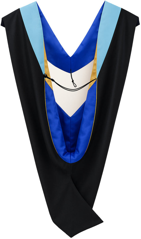 Muceta de Licenciatura/Maestría de lujo - Terciopelo celeste, azul francia y amarillo dorado