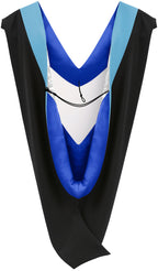 Muceta de Licenciatura/Maestría de lujo - Terciopelo celeste, azul francia y blanco