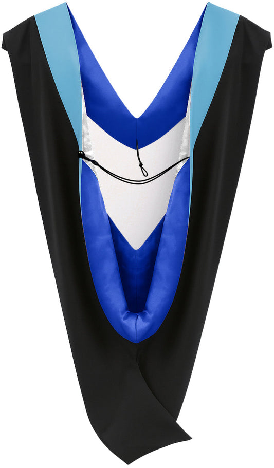 Muceta de Licenciatura/Maestría de lujo - Terciopelo celeste, azul francia y blanco